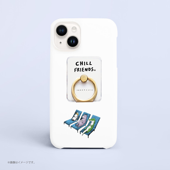 リング付きスマホケース「CHILL FRIENDS」/送料無料