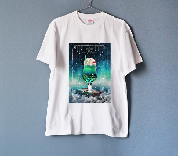 【3色】架空の星空喫茶 星空のメロンソーダ Tシャツ WHITE（men&women）