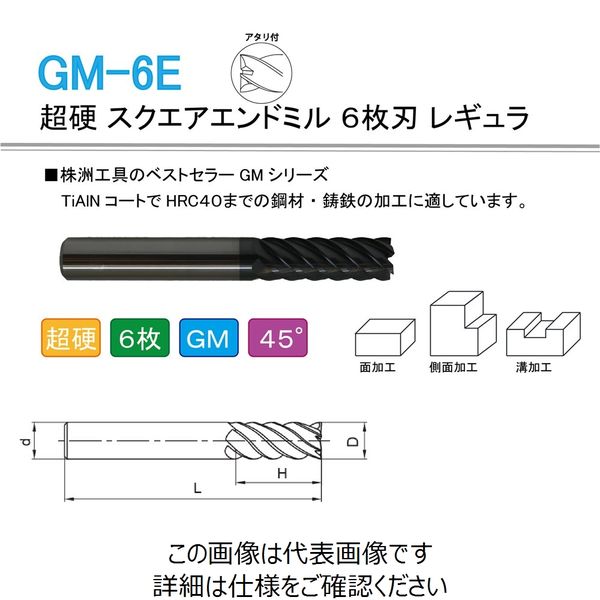 株洲ダイヤモンド切削工具 超硬 スクエアエンドミル 6枚刃 レギュラ GM-6E-D20.0 1本（直送品）