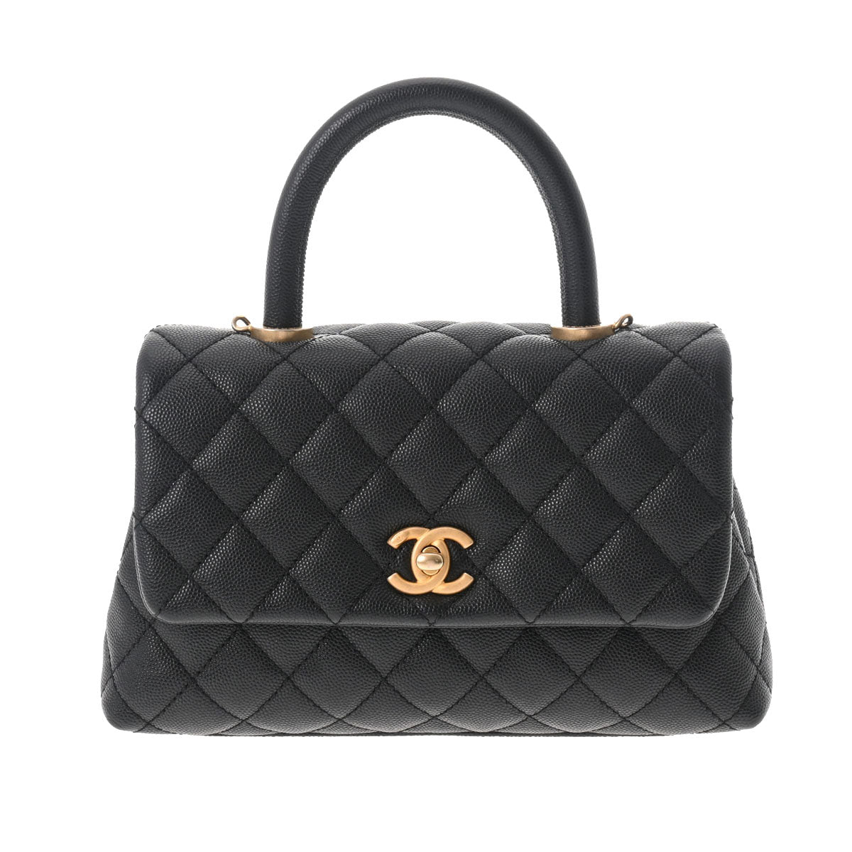 CHANEL シャネル マトラッセ トップハンドル XS フラップバッグ23cm ネイビー ゴールド金具 A92990 レディース キャビアスキン 2WAYバッグ 新同 中古 