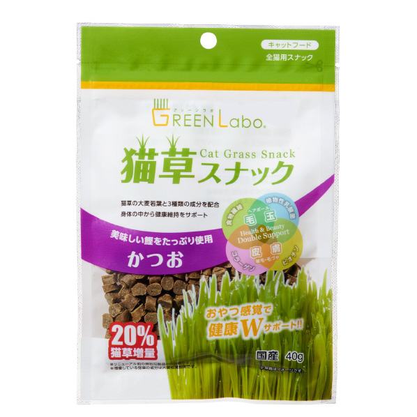 エイムクリエイツ 猫草スナック かつお味 40g GREEN Labo GLﾈｺｸｻｽﾅﾂｸｶﾂｵｱｼﾞ40G