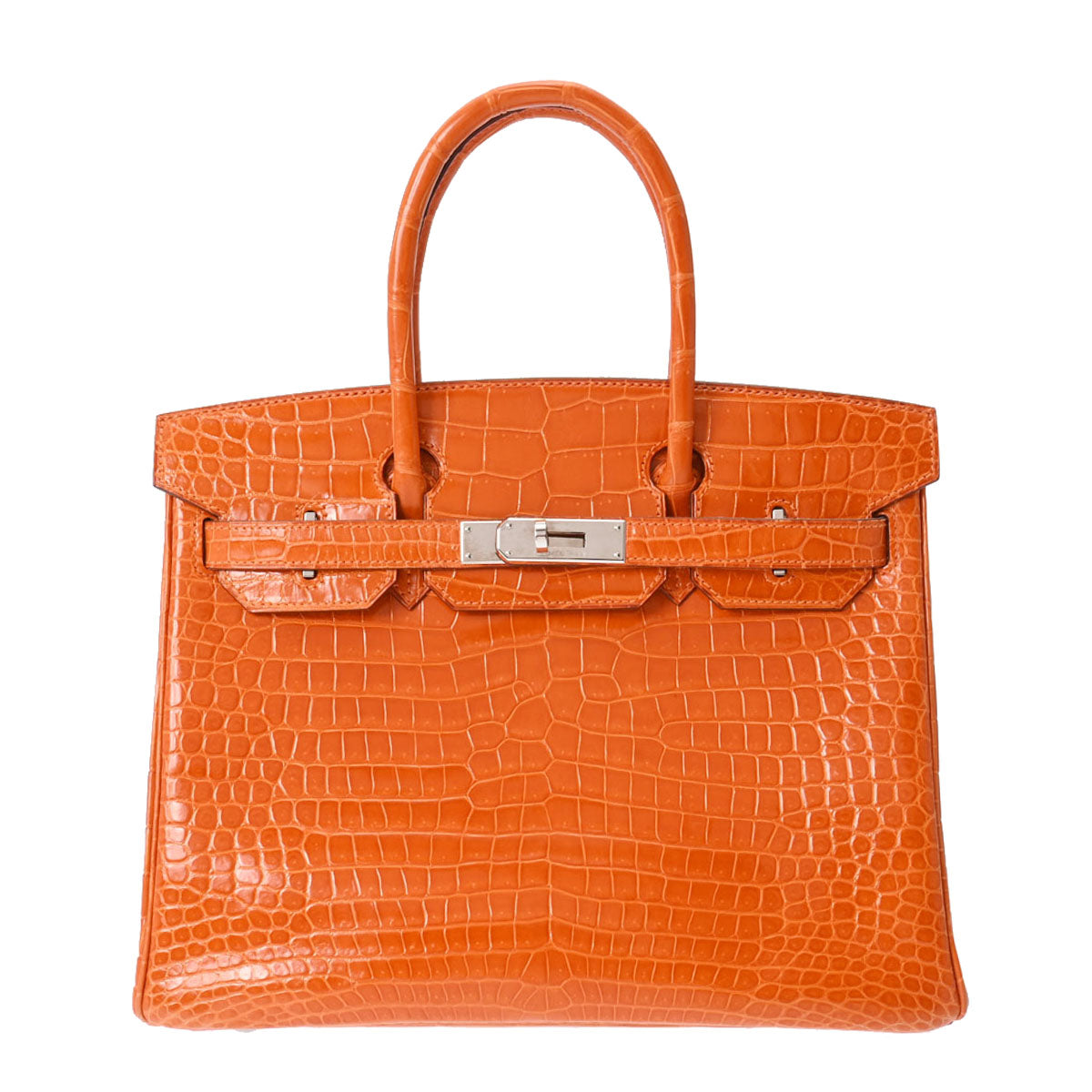 HERMES エルメス バーキン 30 オレンジ □L刻印(2008年頃) レディース ポロサスリセ ハンドバッグ Aランク 中古 