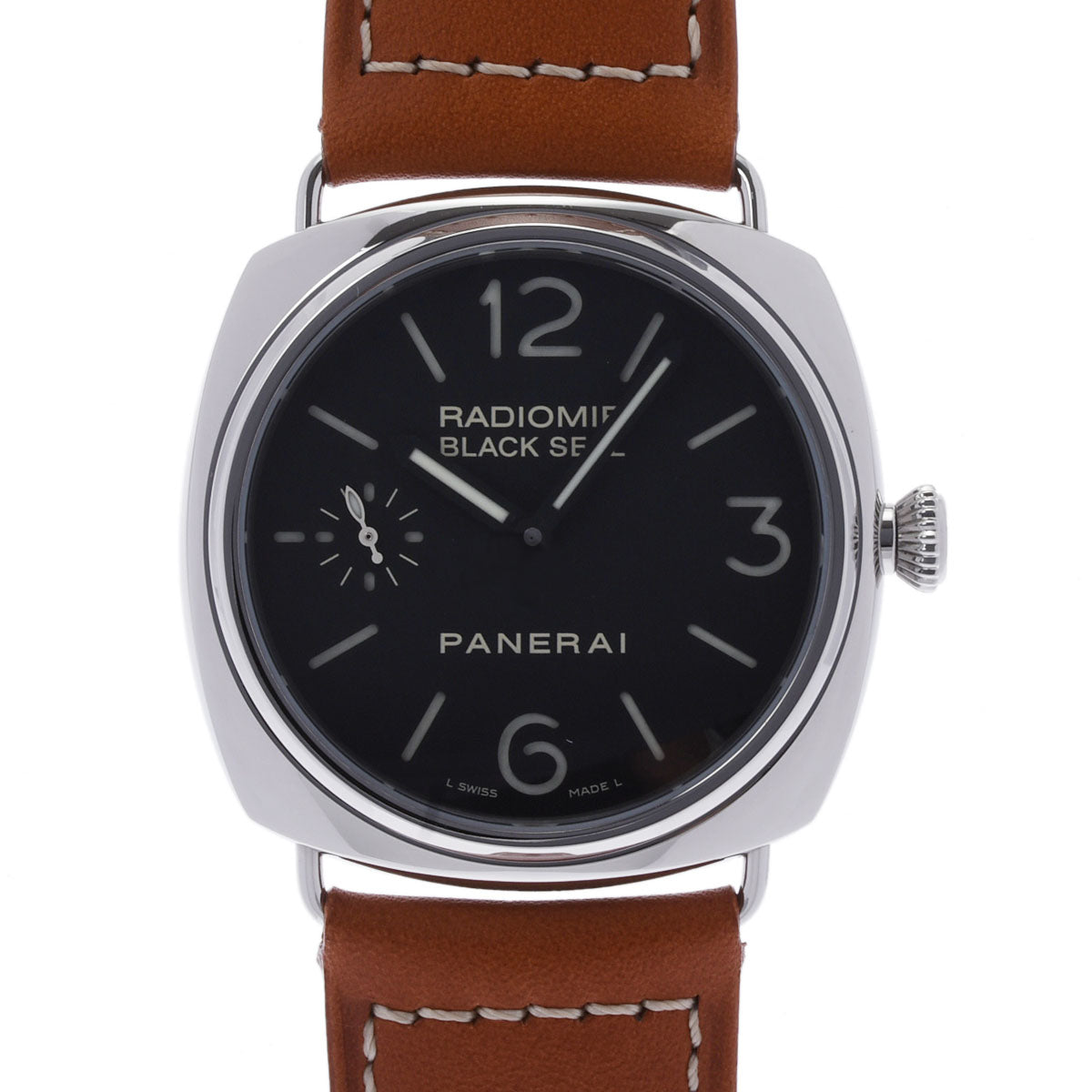 OFFICINE PANERAI オフィチーネパネライ ラジオミール 裏スケ PAM00183 メンズ SS/革 腕時計 手巻き 黒文字盤 Aランク 中古 