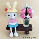 ミニチュア  バラとかすみ草の花瓶  (ピンク)