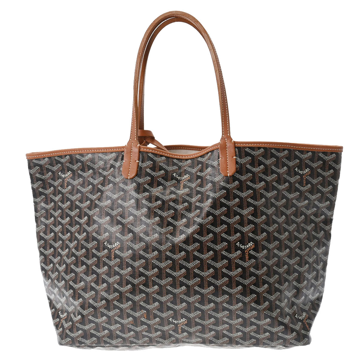 GOYARD ゴヤール サンルイ PM 黒/茶 ユニセックス PVC/レザー トートバッグ ABランク 中古 