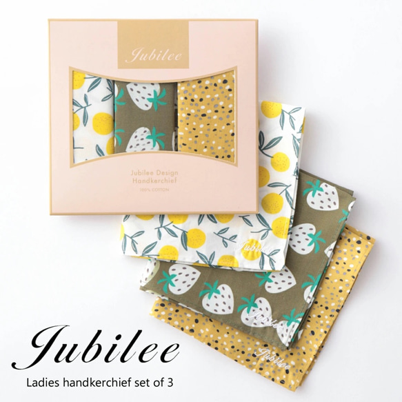 Jubilee レディース コットン ハンカチーフ 花柄 3点セット jubileesquarel-set009