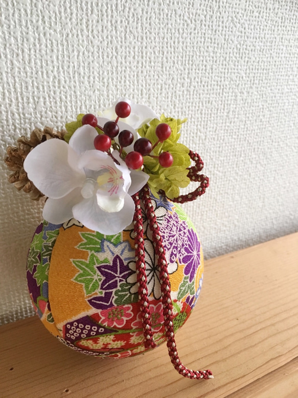 お正月アレンジ❤︎TEMARI【プリザ＋造花】壁掛け専用アレンジ