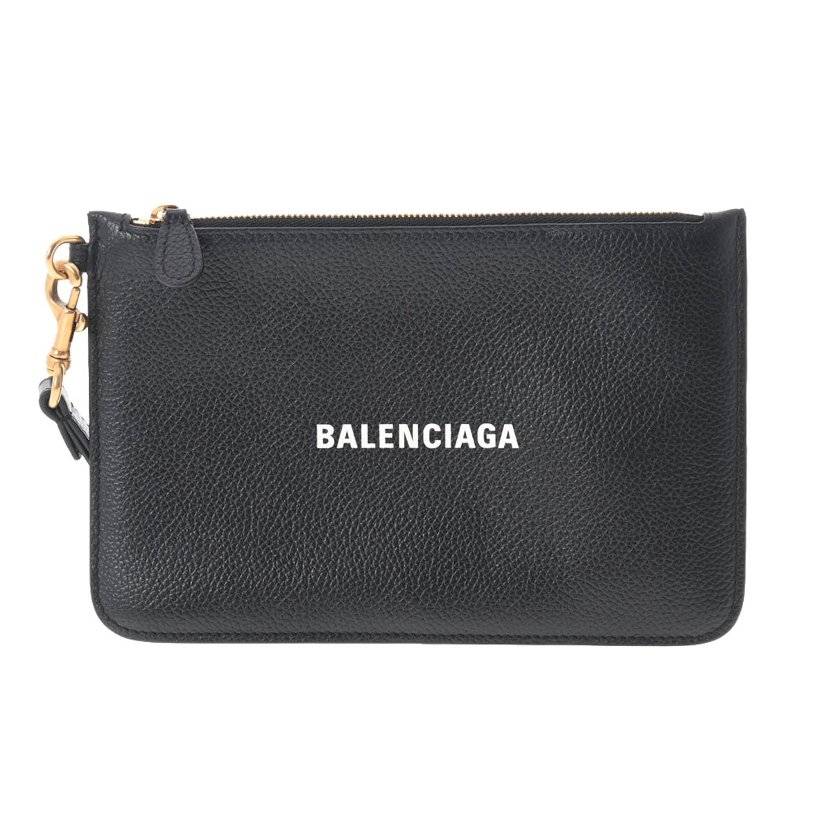 BALENCIAGA バレンシアガ クラッチポーチ ブラック ゴールド金具 メンズ レザー クラッチバッグ ABランク 中古 