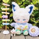 ポセイドンドン 本体 20cm 着せ替えぬいぐるみ 無属性 獣耳付け男の子 白髪青い目着せ替え人形 綿人形 コットンドール キャラクターぬいぐるみ