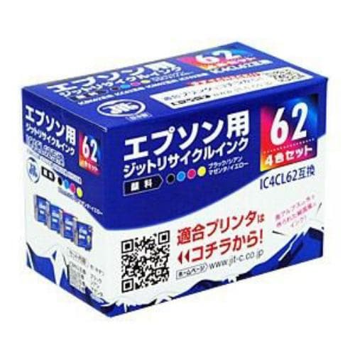 ジット JITKE624P エプソン EPSON：IC4CL62（4色パック）対応 ジット リサイクルインクカートリッジ 目印：クリップ