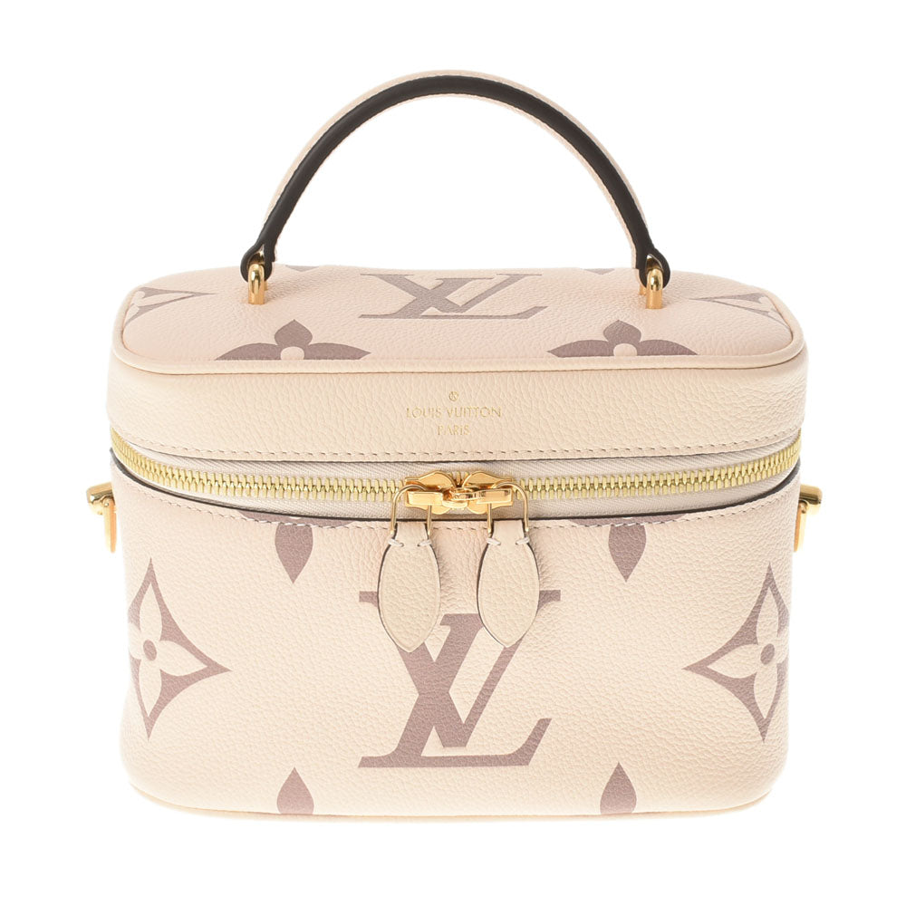 LOUIS VUITTON ルイヴィトン モノグラム バイカラーアンプラント ヴァニティ PM クレームボワドローズ M45599 レディース レザー ハンドバッグ 新同 中古 