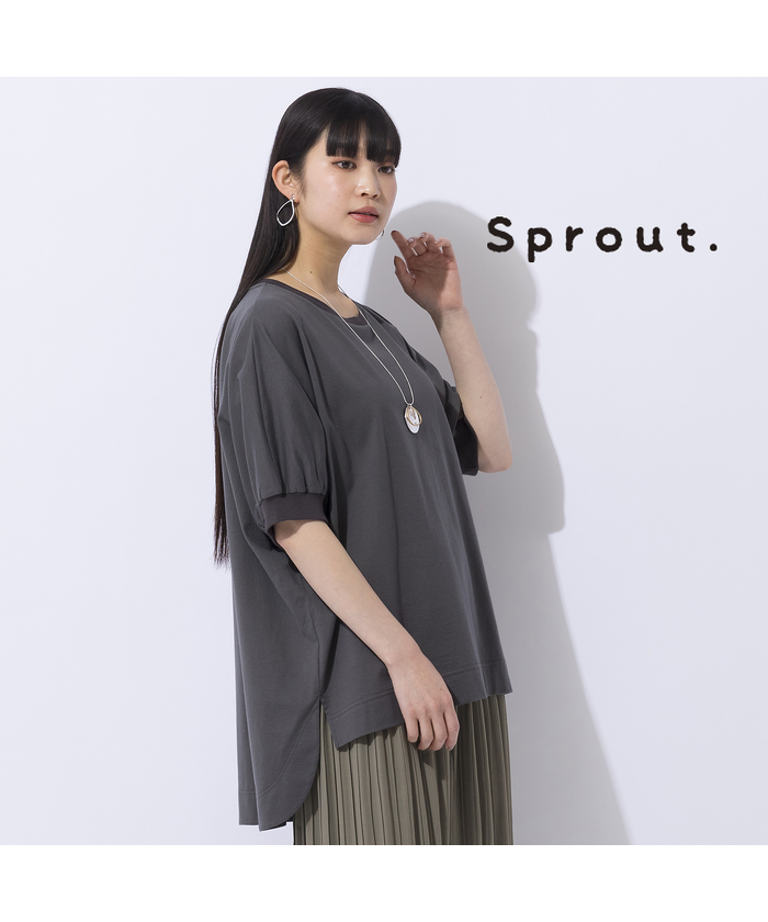 リリアンビューティ/【Sprout.】リブ使い　プルオーバーコットンTシャツ［同素材アイテム有］