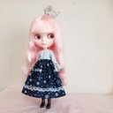 送料無料「クロスリボンの雪の結晶ワンピース（ベルスリーブ）」ネオブライス・リカちゃんの服 （クリスマス 氷 雪 ブライス アウトフィット ワンピース）