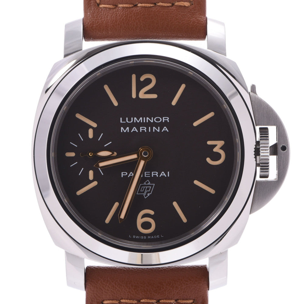 OFFICINE PANERAI オフィチーネパネライ ルミノール マリーナ アッチャイオ PAM00632 メンズ SS/革 腕時計 手巻き ブラウン文字盤 Aランク 中古 