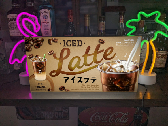 【Lサイズ】COFFEE アイスコーヒー アイスラテ カフェ 喫茶店 店舗 キッチンカー 看板 置物 雑貨 ライトBOX