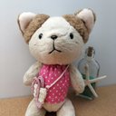 ねこさんのぬいぐるみ☆手足が動くよ☆　ベージュのモフモフお耳mixカラー