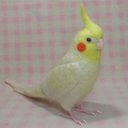 リアルサイズ オカメインコ ルチノーパール 濃赤目 Wool figure Real size cockatiel Stuffed wool 玄鳳鸚鵡 羊毛インコ 羊毛フェルト 鳥のオブジェ 受注制作