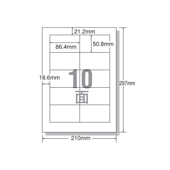 エーワン レーザー用ラベル A4 10面 四辺余白 20枚 F806155-28387