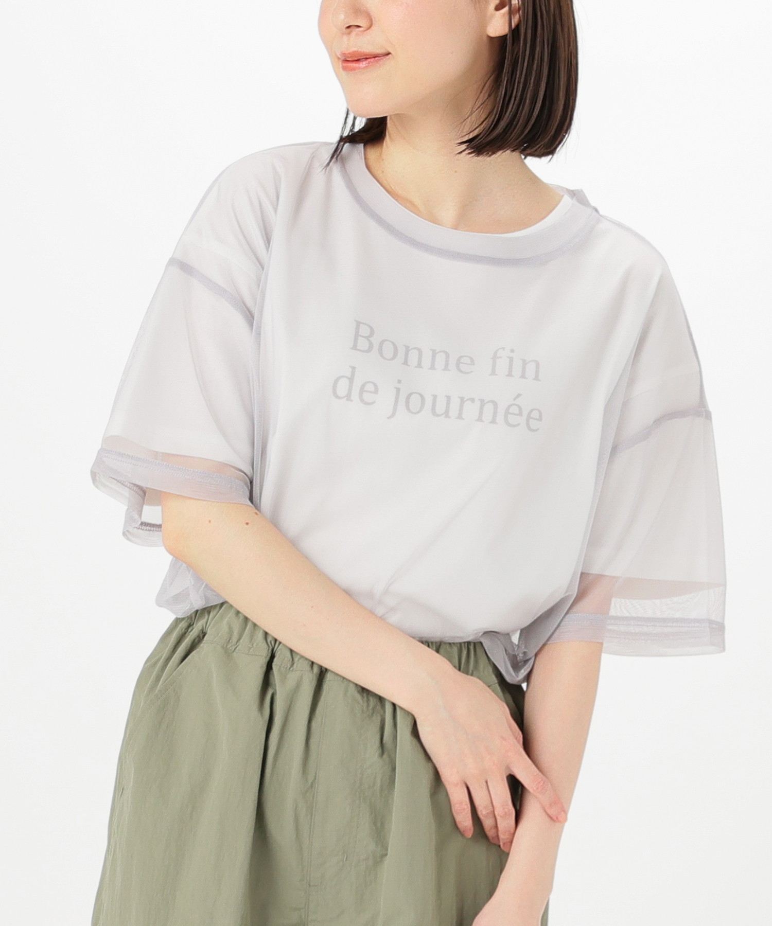 ハニーズ/インナー付チュールＴ トップス Tシャツ カットソー 半袖 セットアイテム チュール