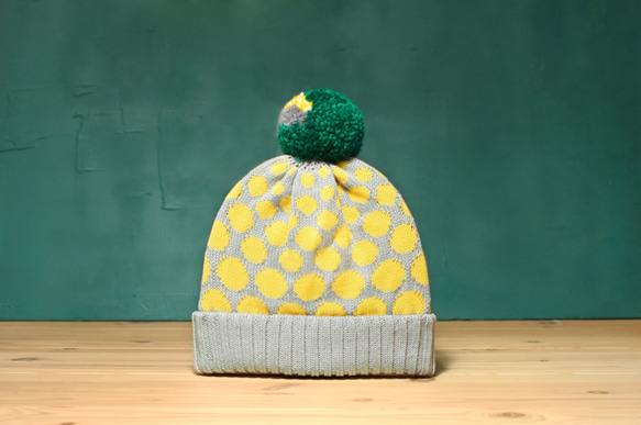 Gradient Dots Detachable PomPom Beanie Hat