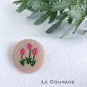 【mini】チューリップの刺繍ブローチ①