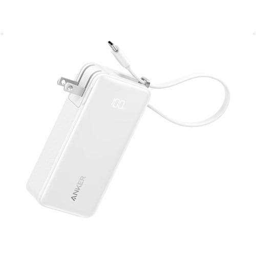 アンカー A1637N21 モバイルバッテリー Power Bank （10000mAh、Fusion、Built-In USB-C ケーブル）ホワイト