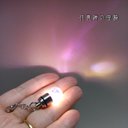 小さな銀のソケットランプ★電球色LED・12mm半分紫色クラックビーズ★極小ボタン電池AG1（LR621）×3個内蔵、配線不要、電池交換可能★光るミニチュア★裸電球・LEDライト1灯・ドールハウス