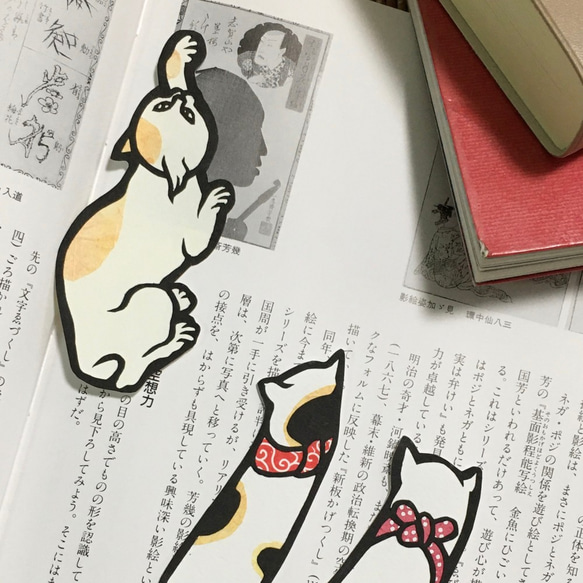 歌川国芳の猫 切り絵のしおり 3枚セット