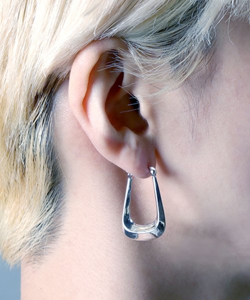 【YArKA/ヤーカ】silver925 rectangle hoop pierce/角フープピアス シルバー925