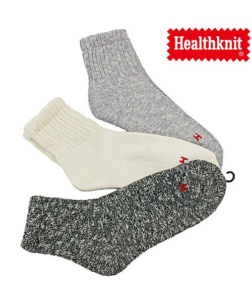 Healthknit ヘルスニット 3足セット ジャガード スラブ ボーダー ライン入り スニーカーソックス クォーターソックス ショートソックス メンズ靴下