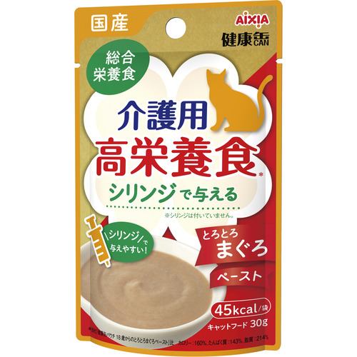 アイシア 国産 健康缶パウチ 介護用高栄養食 シリンジで与えるとろとろまぐろペースト 30g