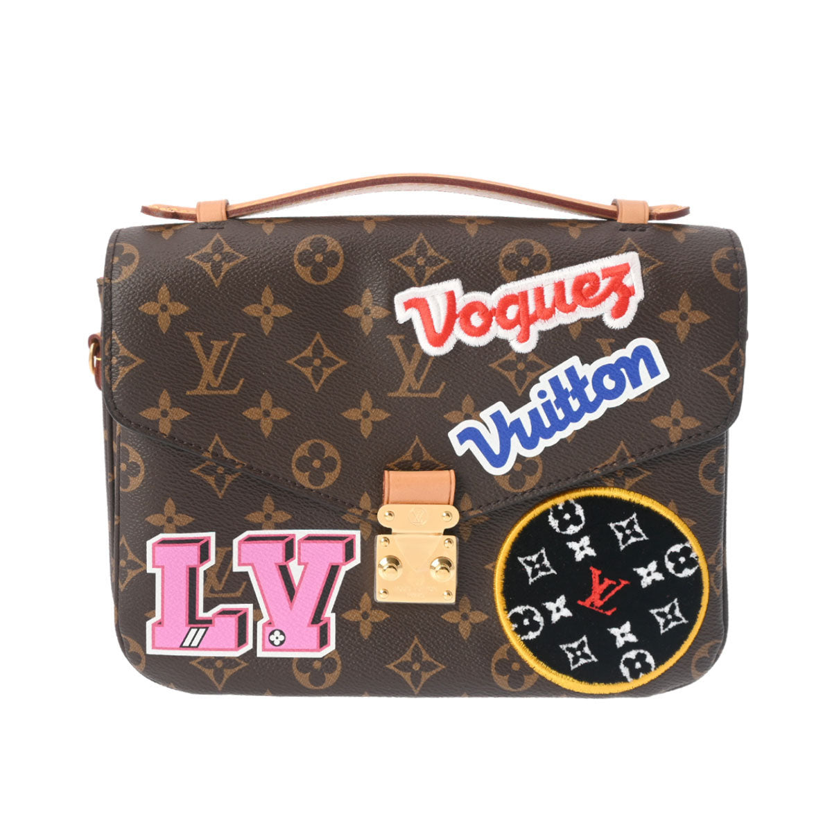 LOUIS VUITTON ルイヴィトン モノグラムパッチーズ ポシェットメティス MM ブラウン M43991 レディース モノグラムキャンバス 2WAYバッグ Aランク 中古 