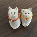 【送料無料】親子猫の置物