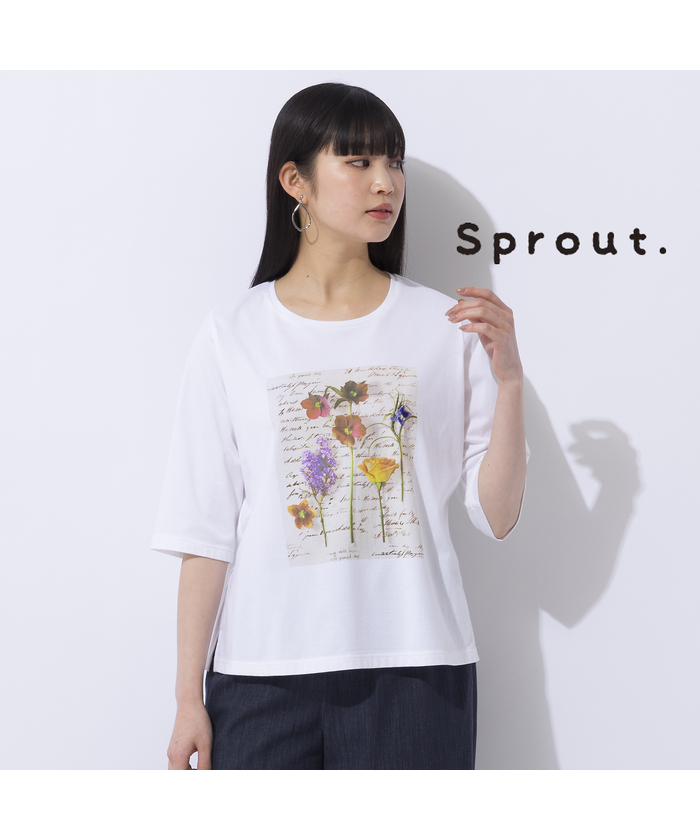 リリアンビューティ/【Sprout.】フラワープリント　コットンTシャツ［同素材アイテム有］