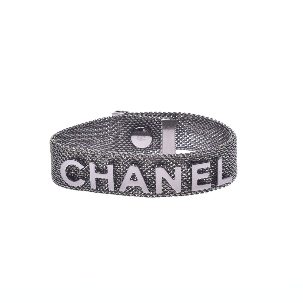 CHANEL シャネル 17年モデル メタルロゴバングル シルバー金具 ユニセックス ブレスレット Aランク 中古 