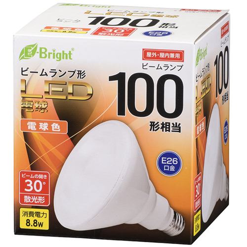 オーム電機 LDR9L-W20／100W LED電球 ビームランプ形 散光形 100形相当 E26 電球色