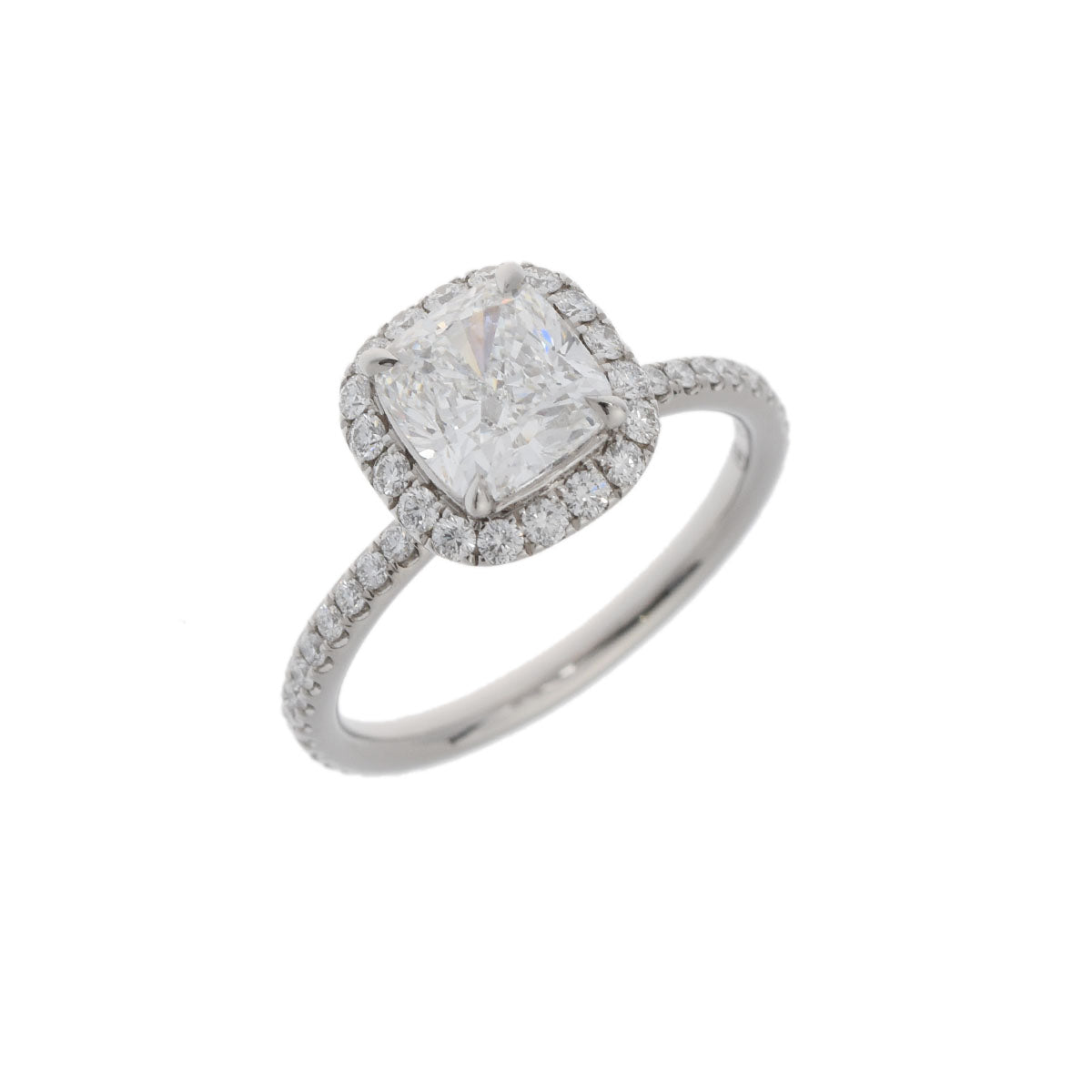 HARRY WINSTON ハリーウィンストン クッションカット マイクロパヴェ ダイヤ1.26ct E-VS1 #6.5 シルバー - 6.5号 レディース Pt950プラチナ リング・指輪 Aランク 中古 