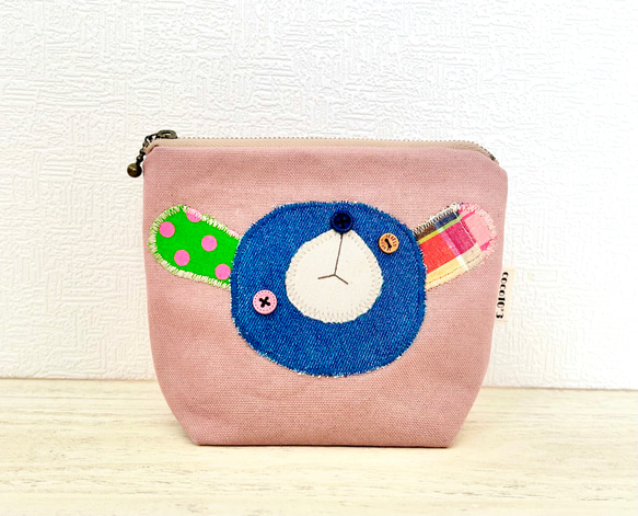 パッチワーク⭐︎Rabbit pouch【くすみピンク 9.5号帆布】受注制作