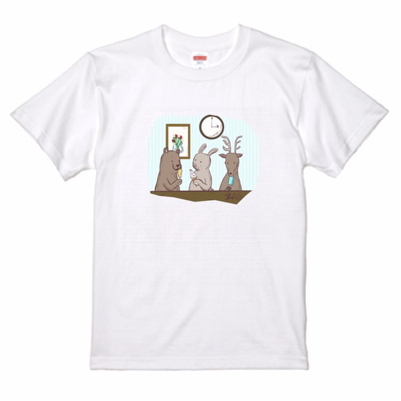 おやつ時間　くま&うさぎ&しか　Tシャツ 5.3oz