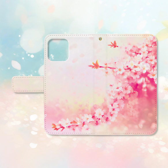 春風に舞う桜の花と春の訪れ 手帳型スマホケース 【8】　iPhone Android各機種対応  ハイクオリティタイプ