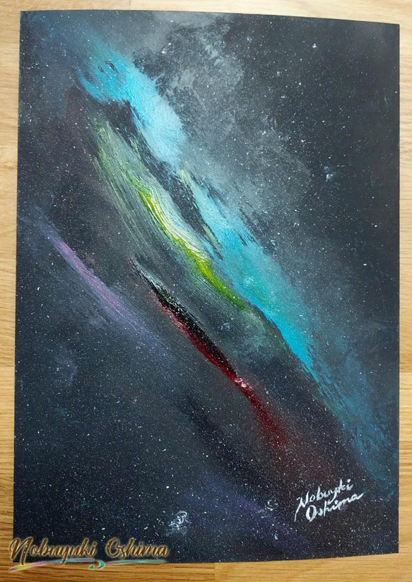 絵画★原画（1点限り）「天ノ川（Milky Way）」（アクリル水彩画 2021年11月9日製作）【宇宙・星・アート】