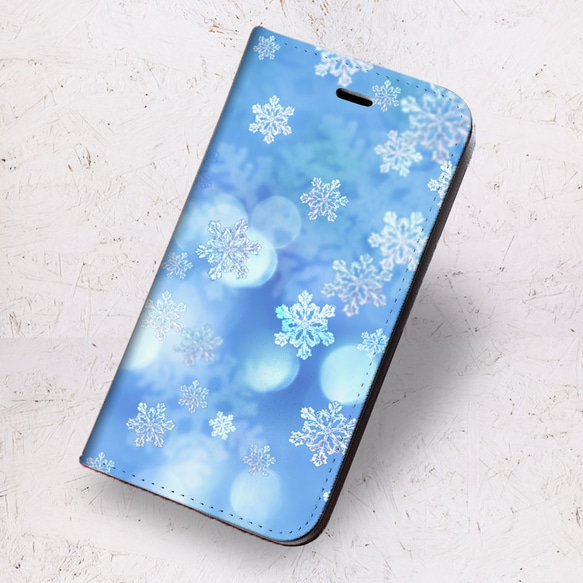 iPhone 専用 フラップ無し手帳型ケース★　雪の結晶