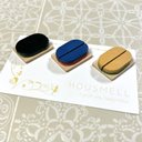 【three color】オーバルとレクタングルのヌメ革カードスタンド ナチュラルベース 3個セット n1124