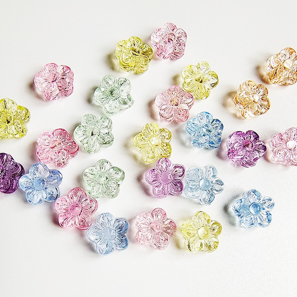 【50個/9x4.5mm/混色】縦穴　お花　小花　フラワー　パーツ　ハンドメイド　ビーズ　材料　DIY  k/フラワー