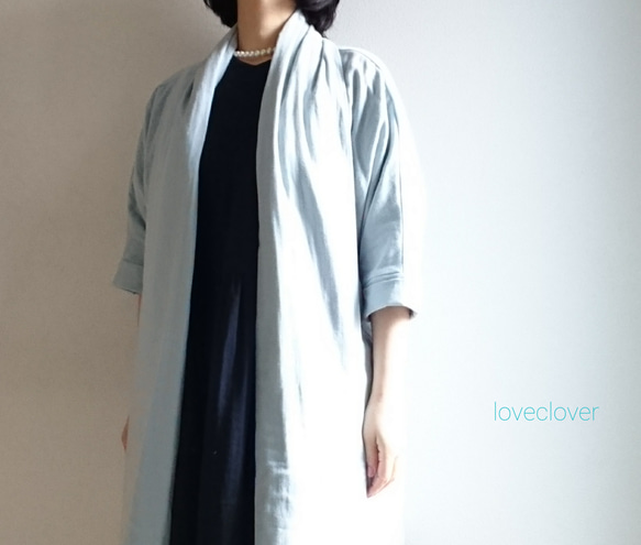 ふわふわ軽くて柔らかい肌触り❤️ Double gauze  long cardigan　空色