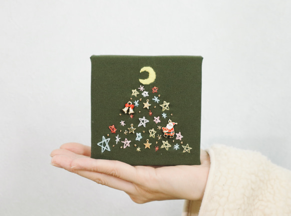 刺繍ファブリックパネル☆クリスマス