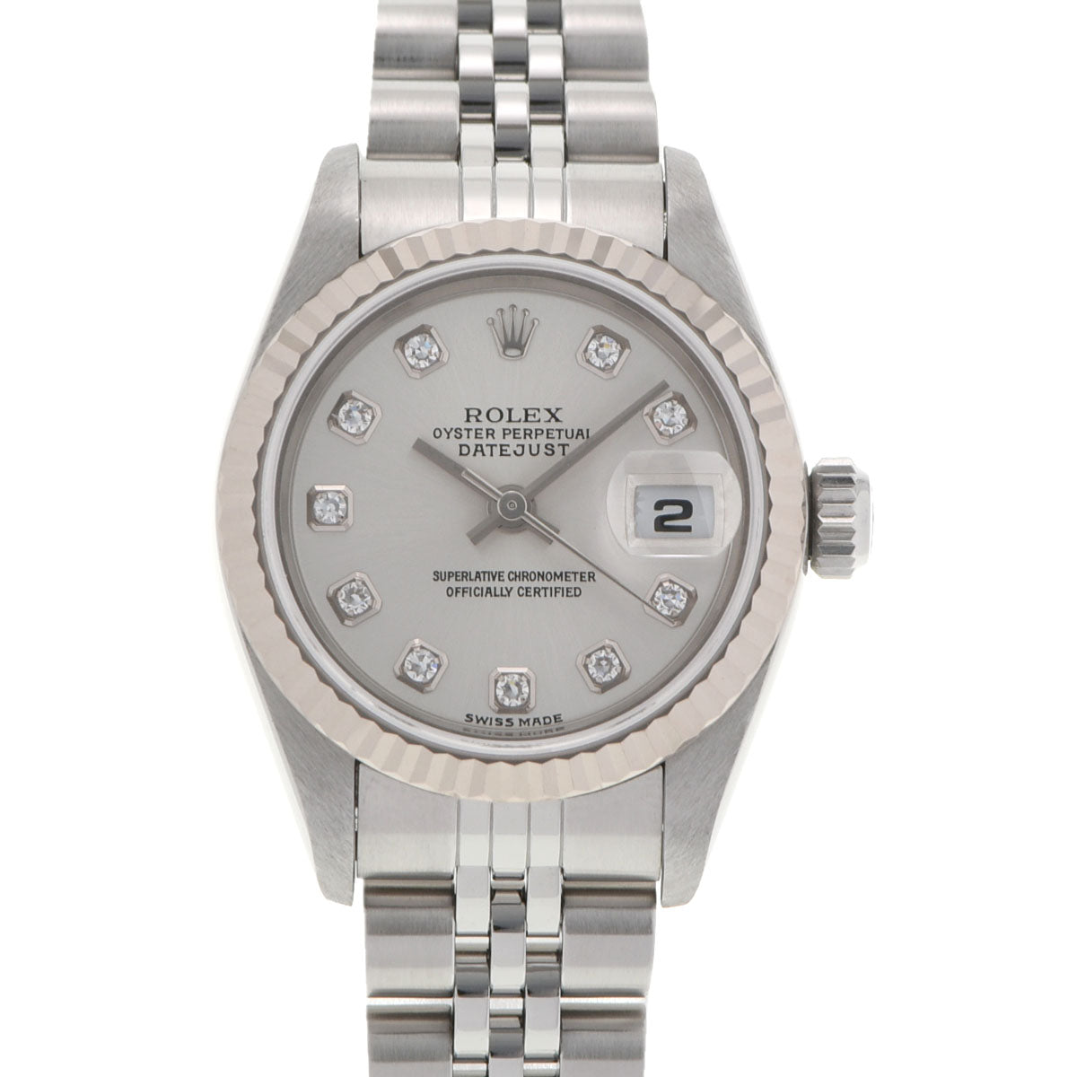 ROLEX ロレックス デイトジャスト 10Pダイヤ 79174G レディース SS/WG 腕時計 自動巻き シルバー文字盤 Aランク 中古 