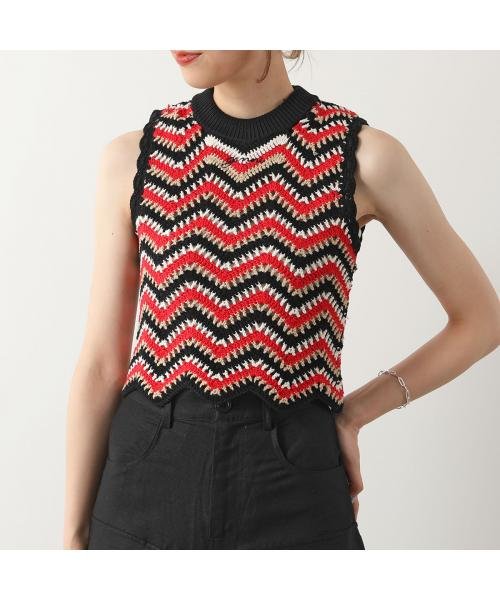 GANNI ニットベスト Cotton Crochet Vest クロシェ