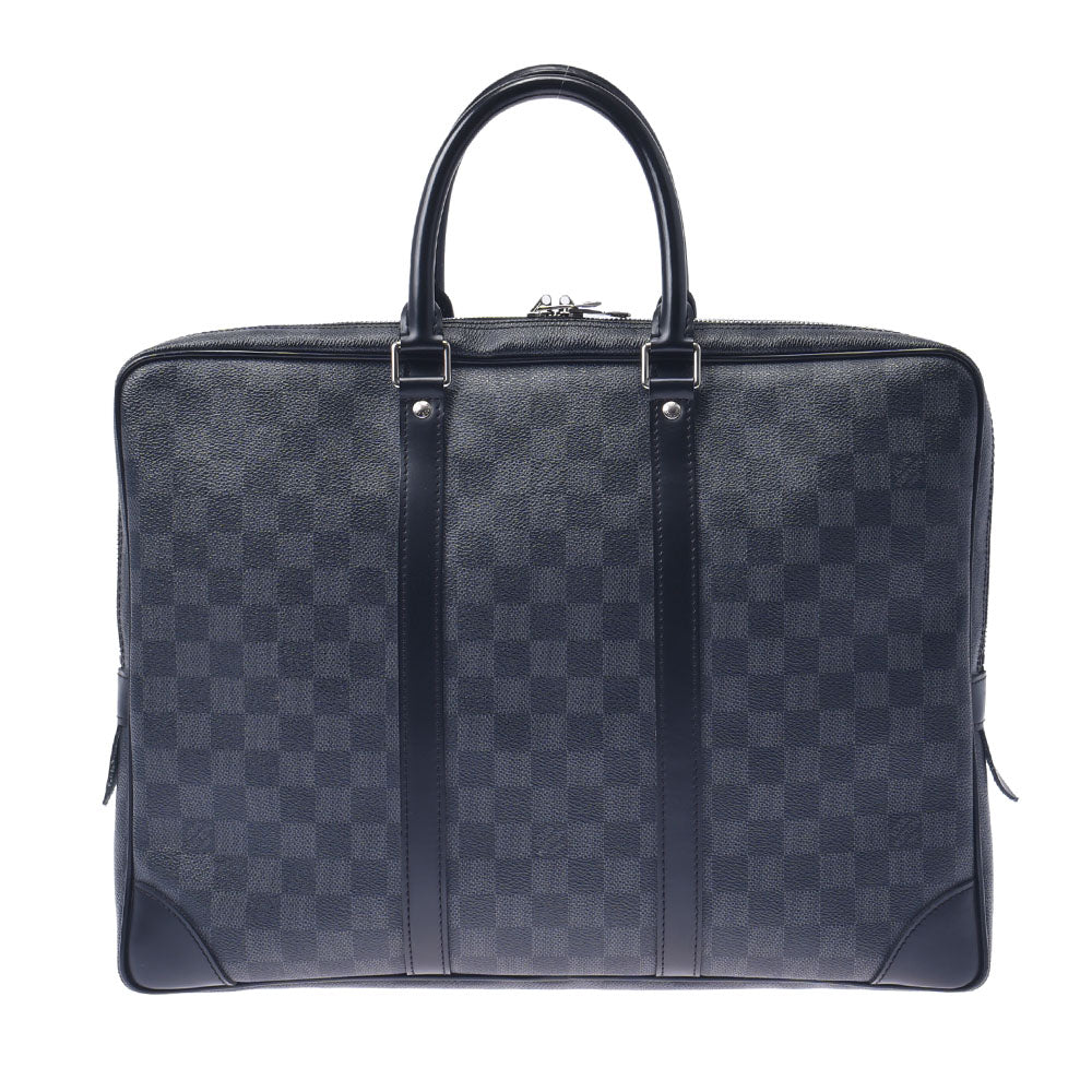 LOUIS VUITTON ルイヴィトン ダミエ グラフィット ポルトドキュマン・ヴォワヤージュ 黒/グレー N41125 メンズ レザー ビジネスバッグ ABランク 中古 