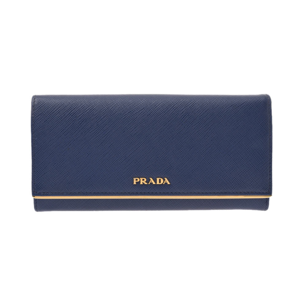 PRADA プラダ ファスナー長財布 ブルー GP金具 レディース サフィアーノ 長財布 Bランク 中古 